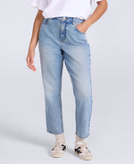 High waisted Straight Leg Womens Jeans - Light Blue