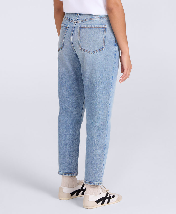 High waisted Straight Leg Womens Jeans - Light Blue