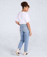 High waisted Straight Leg Womens Jeans - Light Blue