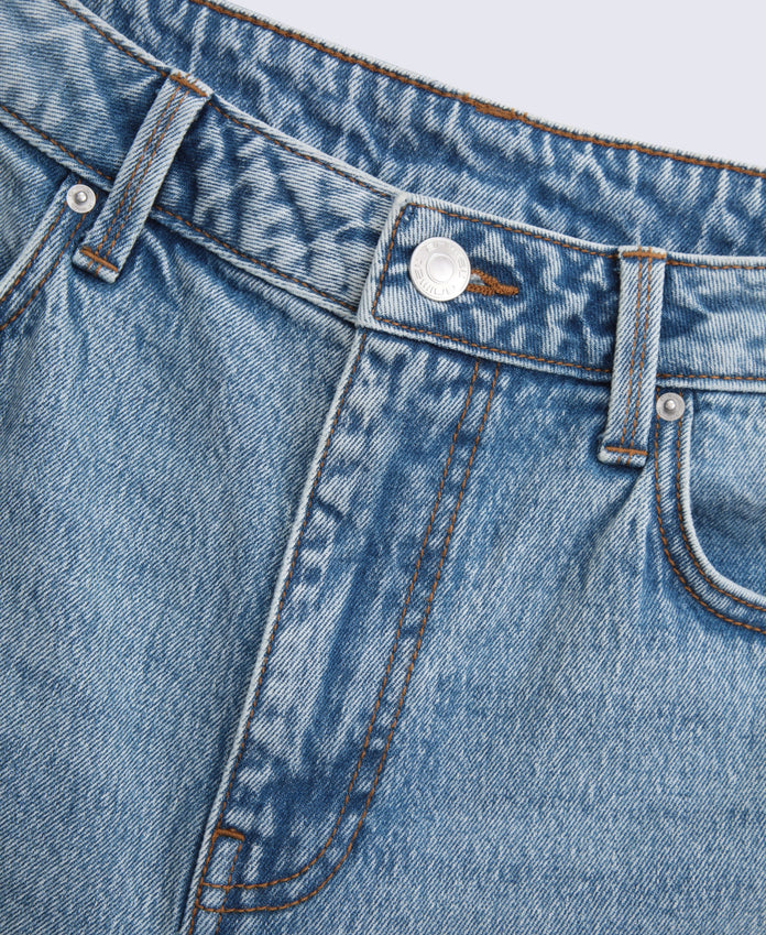 High waisted Straight Leg Womens Jeans - Light Blue