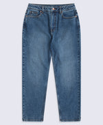 High Waisted Straight Leg Womens Short Fit Jeans - Dark Blue