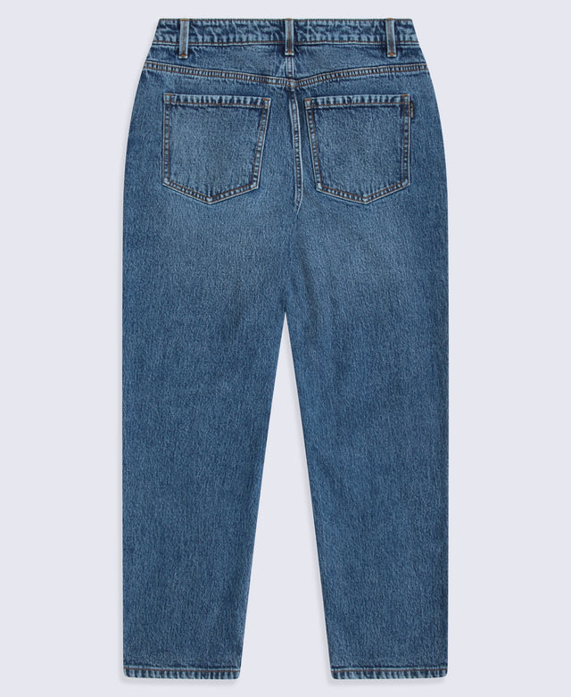 High Waisted Straight Leg Womens Short Fit Jeans - Dark Blue