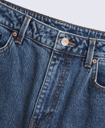 High Waisted Straight Leg Womens Short Fit Jeans - Dark Blue
