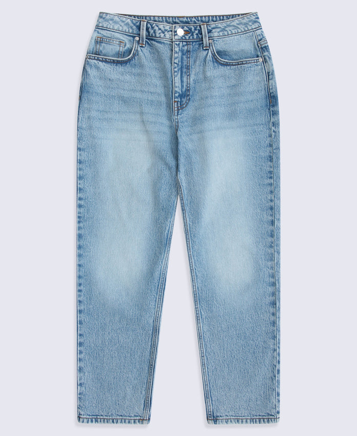 High Waisted Straight Leg Women's Jeans - Short Fit - Light Blue