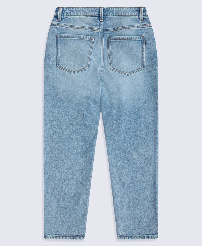 High Waisted Straight Leg Women's Jeans - Short Fit - Light Blue