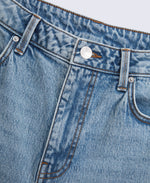 High Waisted Straight Leg Women's Jeans - Short Fit - Light Blue