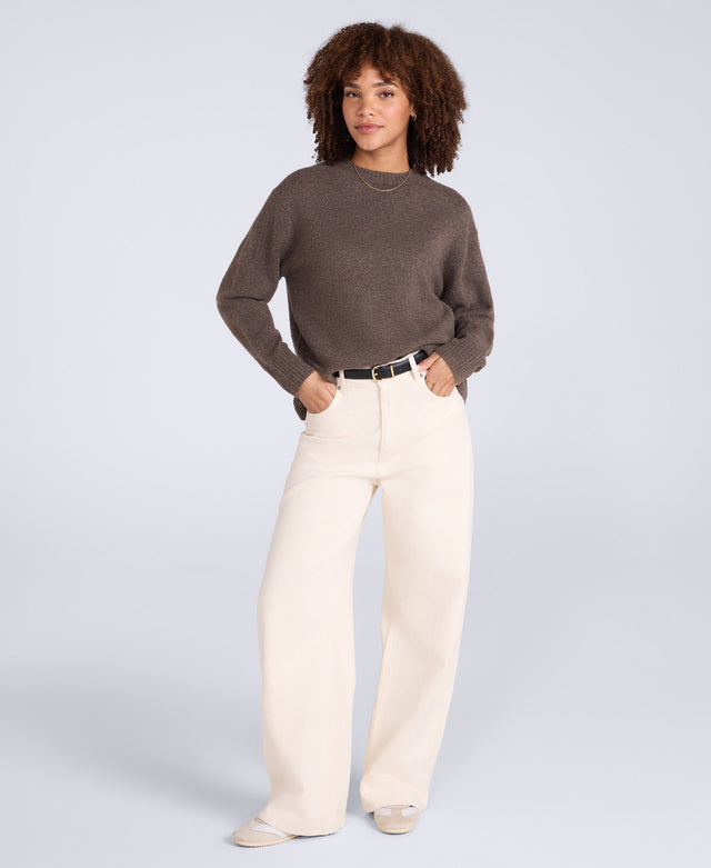 Fluffy Womens Jumper - Brown