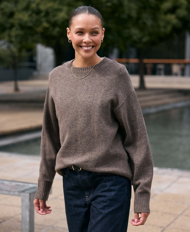 Fluffy Womens Jumper - Brown