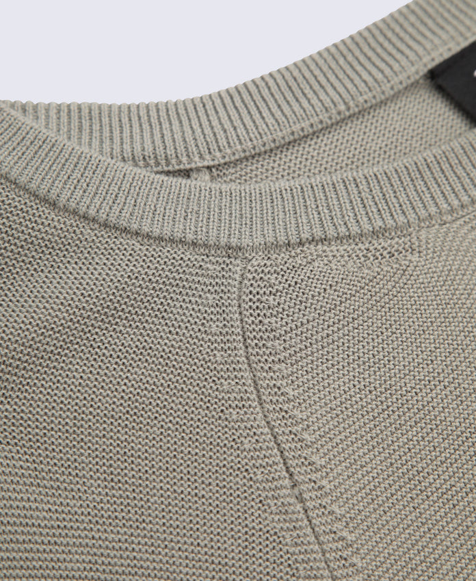 Womens Cotton Textured Jumper - Light Khaki