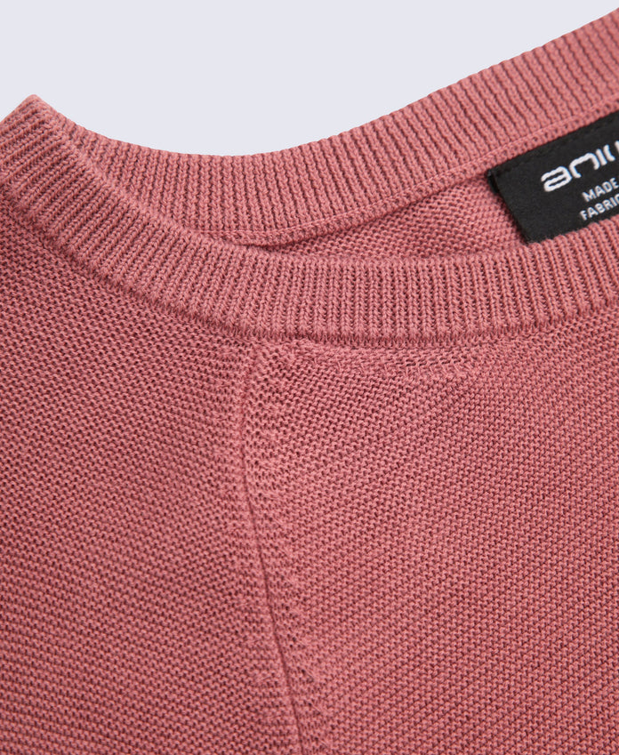 Womens Cotton Textured Jumper - Pink