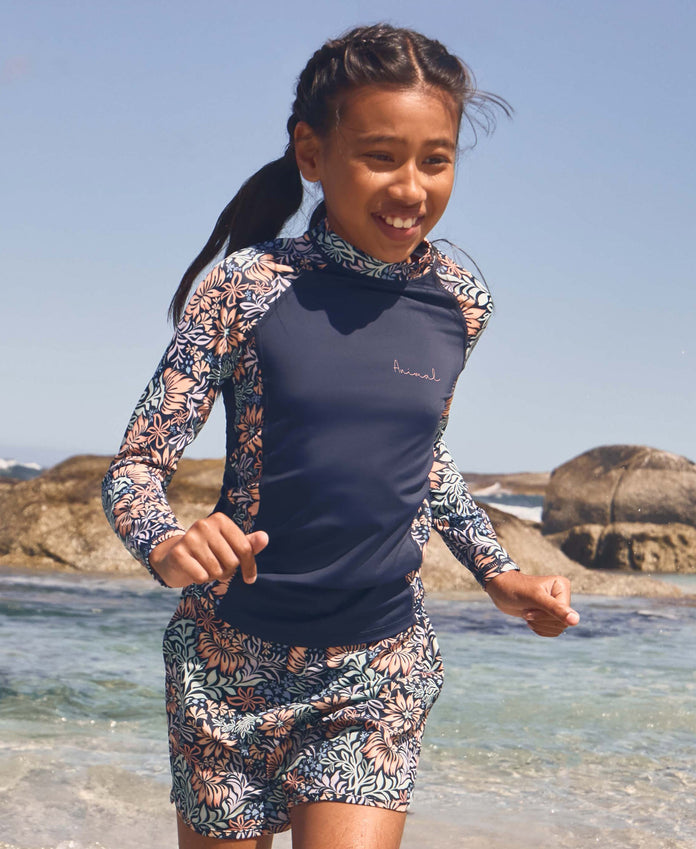 Lillie Girls Rash Vest - Navy