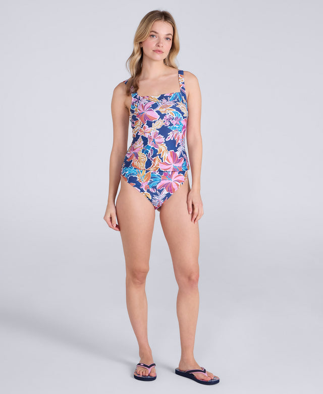 Womens Tankini Print Top - Dark Blue