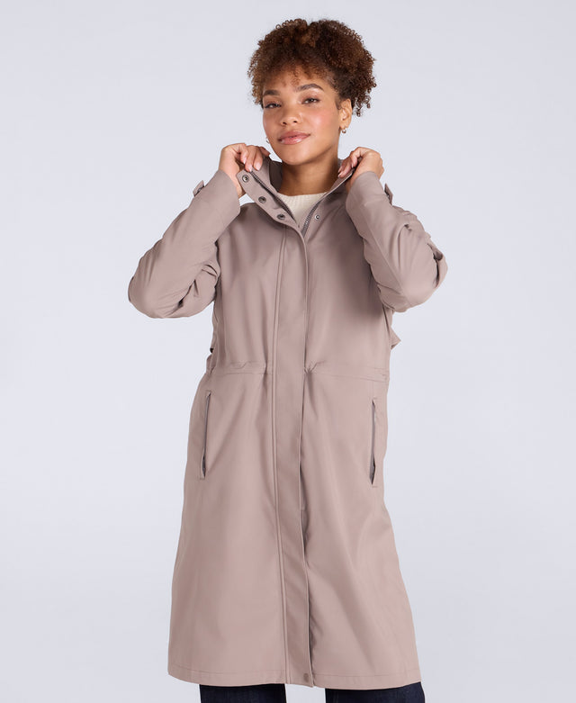 Jade Womens Long Waterproof Jacket - Taupe
