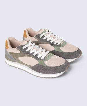 Sutton Mens Casual Leather Trainer - Khaki
