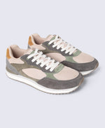 Sutton Mens Casual Leather Trainer - Khaki