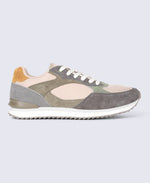 Sutton Mens Casual Leather Trainer - Khaki