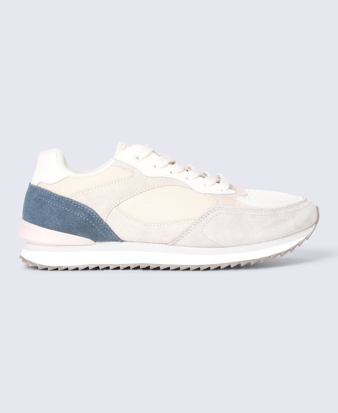 Sutton Womens Casual Leather Trainers - Beige