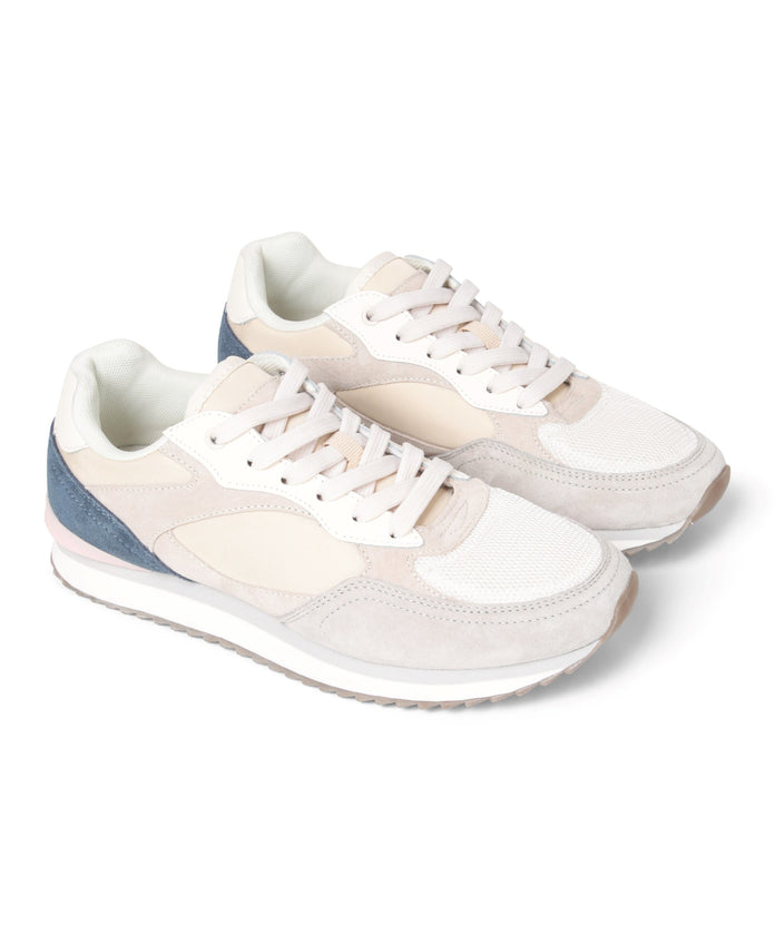 Sutton Womens Casual Leather Trainers - Beige