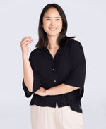 Womens Petra Crinkle Shirt - Black