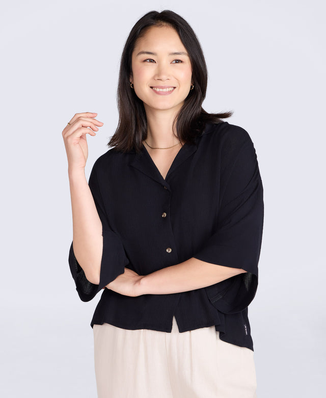Womens Petra Crinkle Shirt - Black