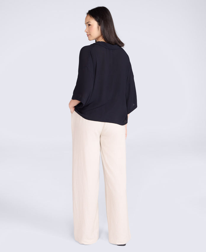 Womens Petra Crinkle Shirt - Black