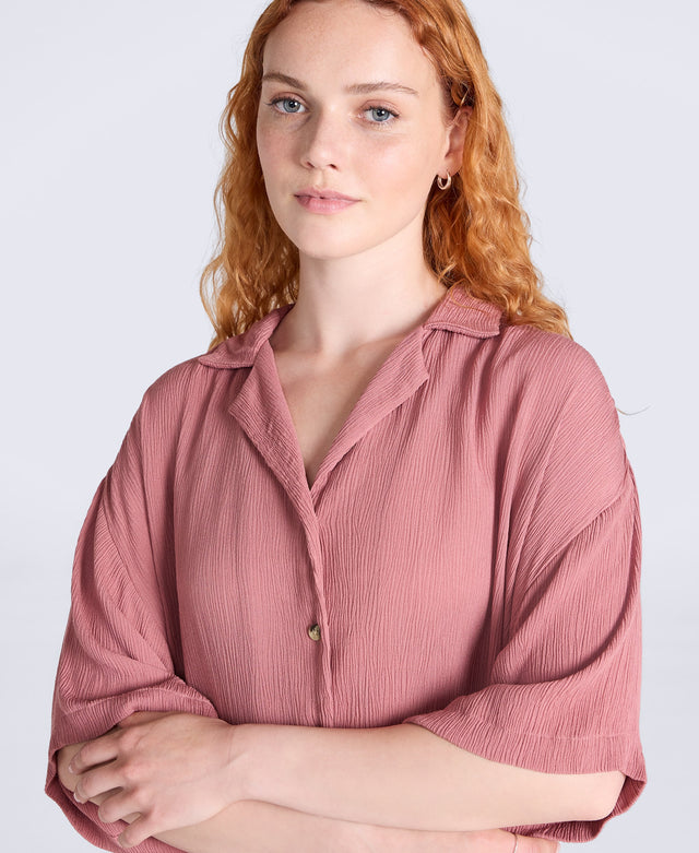 Womens Petra Crinkle Shirt - Pink