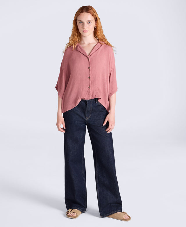 Petra Womens Crinkle Shirt - Pink