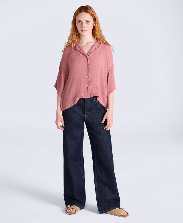 Womens Petra Crinkle Shirt - Pink