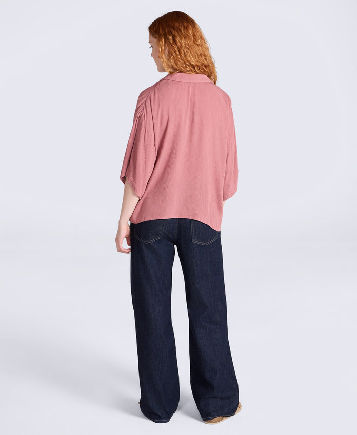 Petra Womens Crinkle Shirt - Pink
