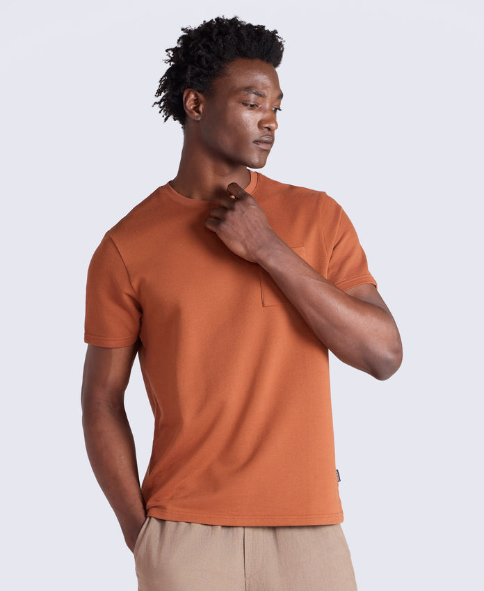 Texture Mens Pocket T-Shirt - Rust