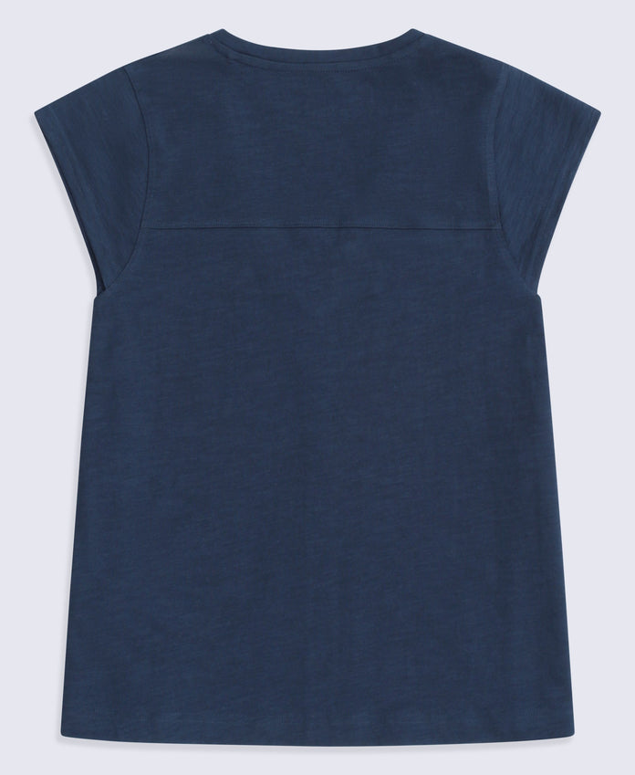 Emilia Womens Cotton V Neck T-Shirt - Navy