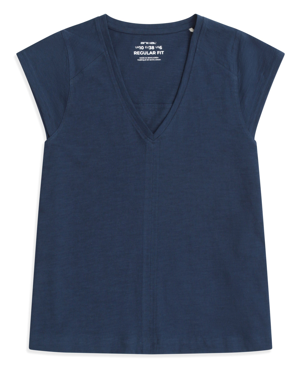 Emilia Womens Cotton V Neck T-Shirt - Navy