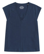 Emilia Womens Cotton V Neck T-Shirt - Navy