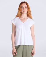 Emilia Womens Cotton V Neck T-Shirt - White