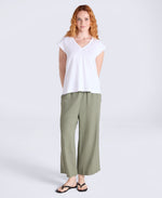 Emilia Womens Cotton V Neck T-Shirt - White