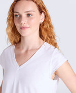 Emilia Womens Cotton V Neck T-Shirt - White