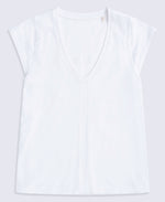 Emilia Womens Cotton V Neck T-Shirt - White