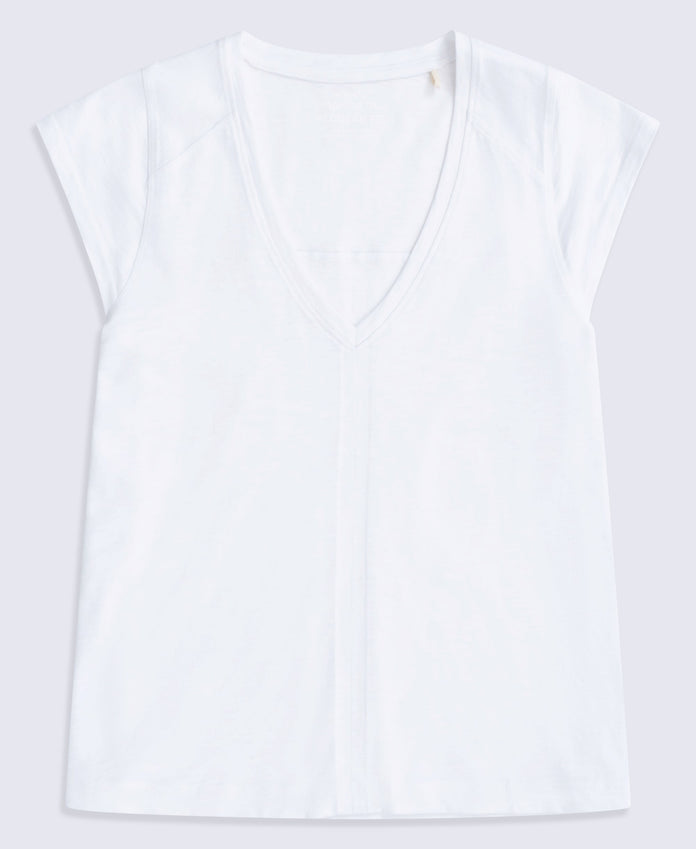 Emilia Womens Cotton V Neck T-Shirt - White