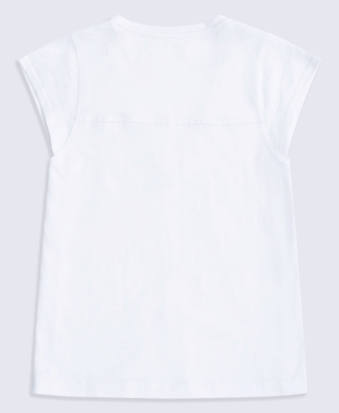 Emilia Womens Cotton V Neck T-Shirt - White
