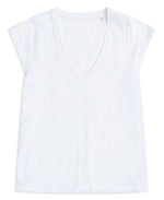 Emilia Womens Cotton V Neck T-Shirt - White