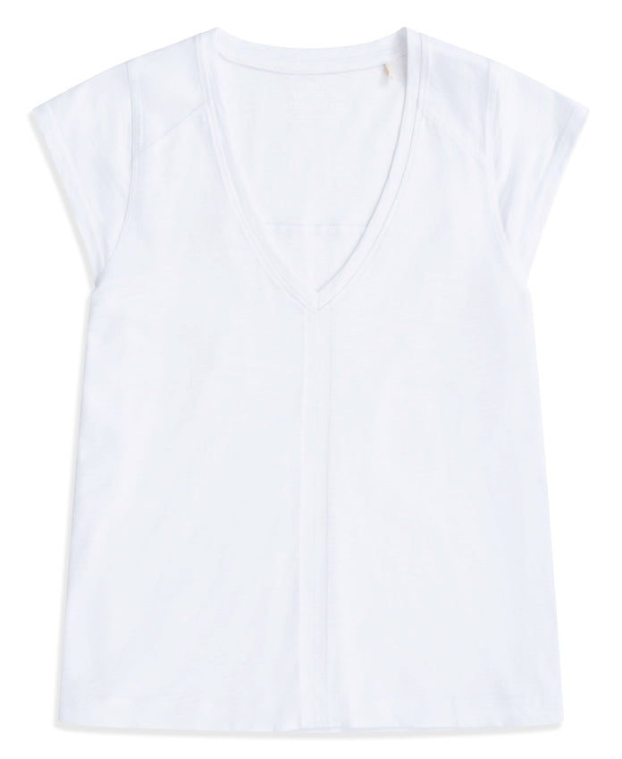 Emilia Womens Cotton V Neck T-Shirt - White