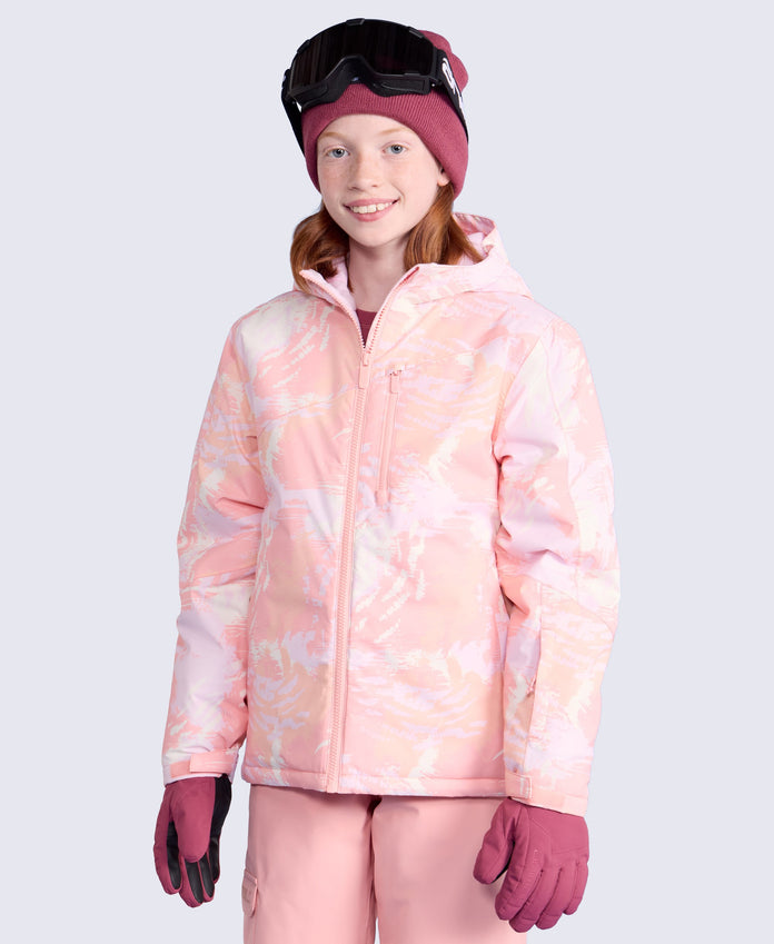 Laxx Printed Kids Waterproof Ski Jacket - Pale Pink