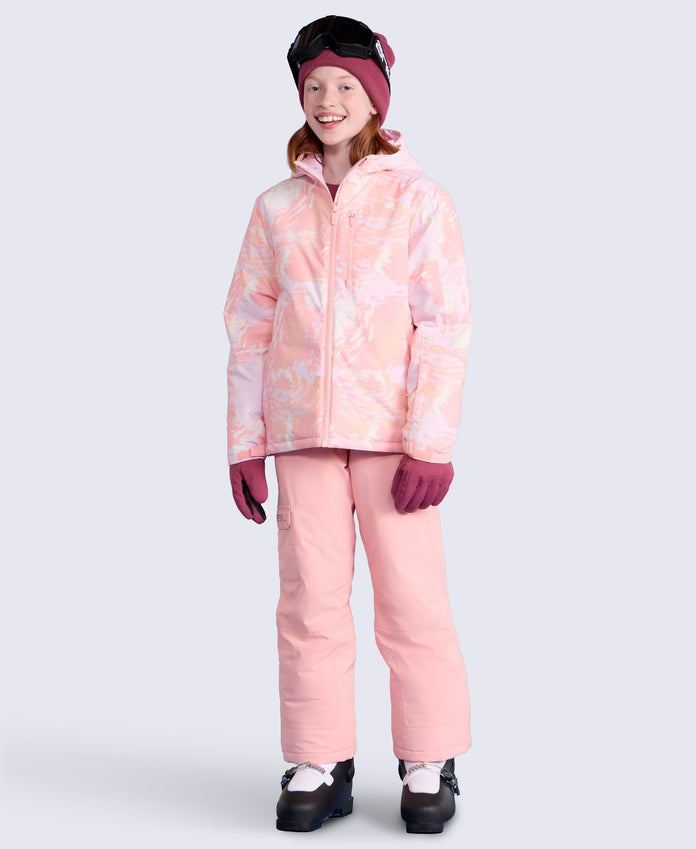 Laxx Printed Kids Waterproof Ski Jacket - Pale Pink