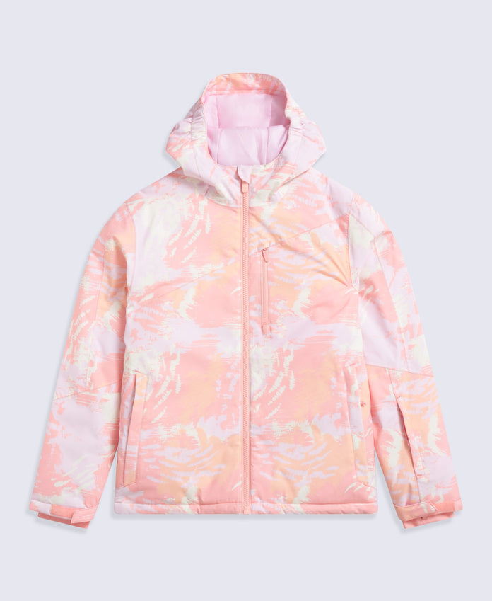 Laxx Printed Kids Waterproof Ski Jacket - Pale Pink