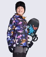 Laxx Printed Kids Waterproof Ski Jacket - Purple