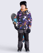Laxx Printed Kids Waterproof Ski Jacket - Purple