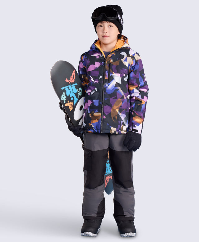 Laxx Printed Kids Waterproof Ski Jacket - Purple