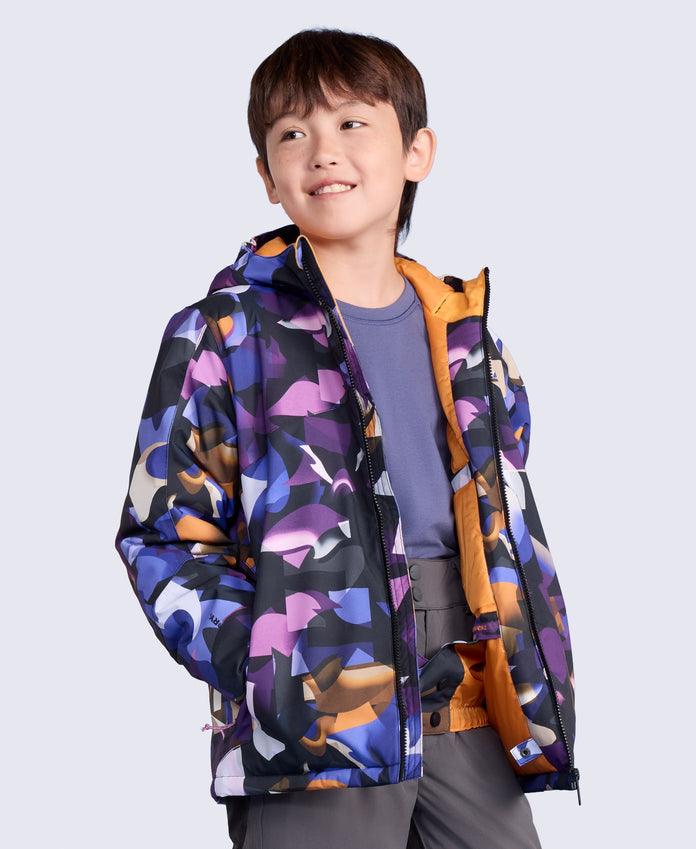 Laxx Printed Kids Waterproof Ski Jacket - Purple