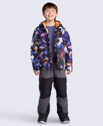 Laxx Printed Kids Waterproof Ski Jacket - Purple