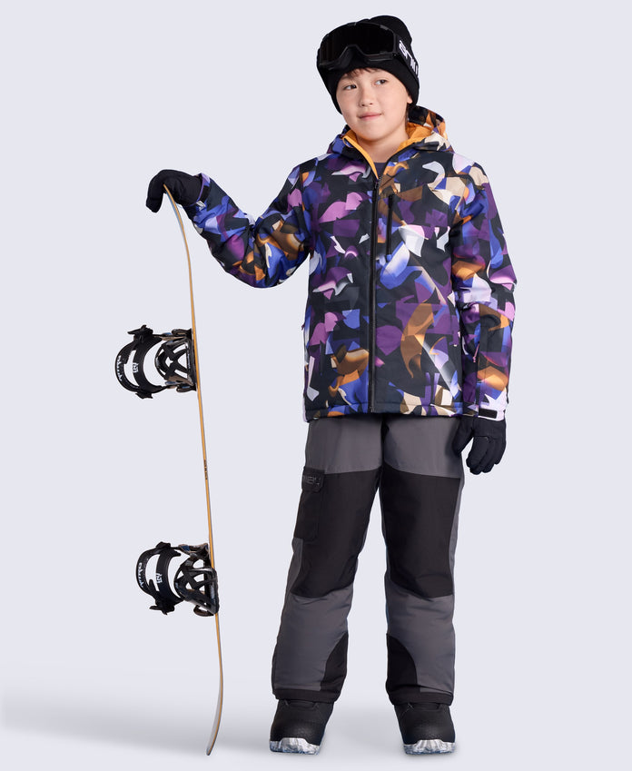 Laxx Printed Kids Waterproof Ski Jacket - Purple